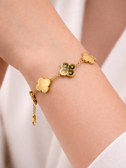 Brand Inspired Gold Clover Chain Bracelet | Anti-Tarnish 18K Gold Plated Jewelry