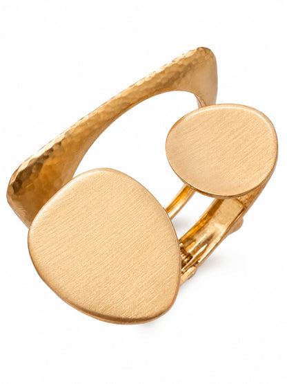Hammered & Matte Disc Cuff Bracelet Combo – Set of 2 Stackable Cuffs