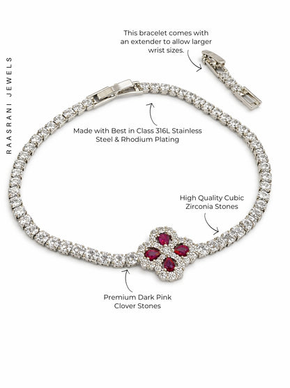 Rani Pink & Silver Studded Bracelet | Anti-Tarnish CZ Bracelet