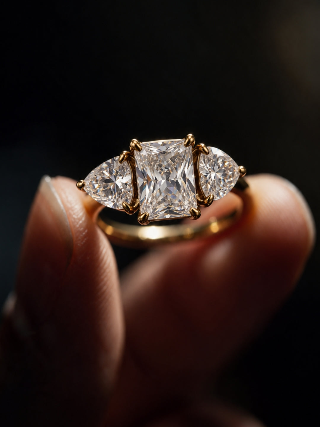 Twin Heart Pink & Clear Ring – 18K Gold Plated