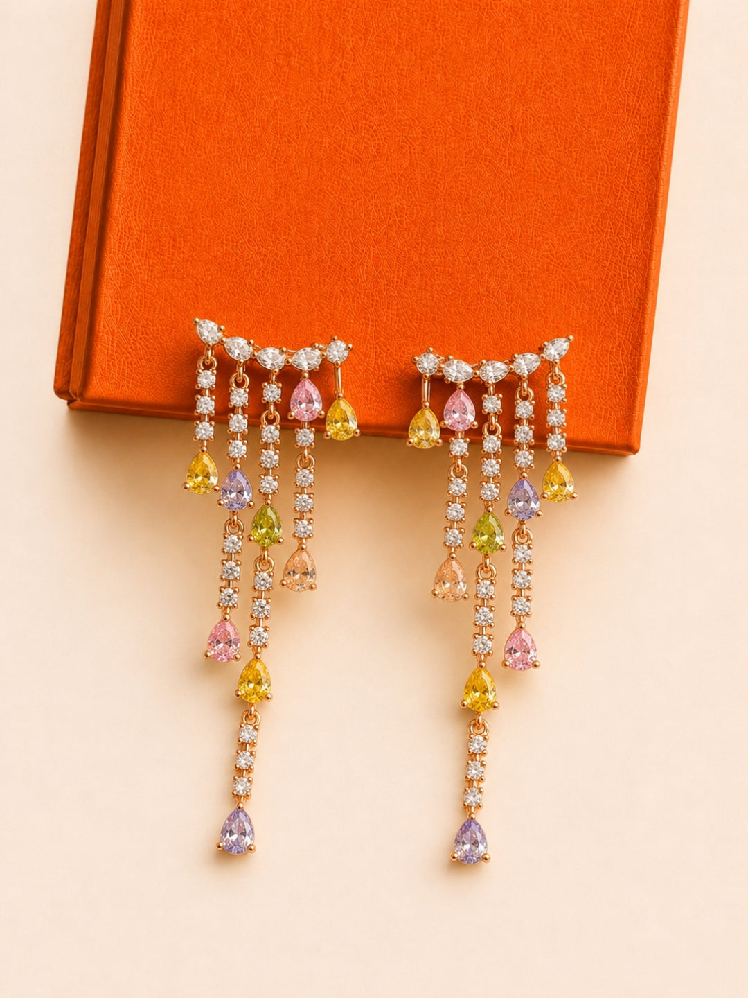 Aurora Cascade Fringe Earrings, 18K Rose Gold-Plated