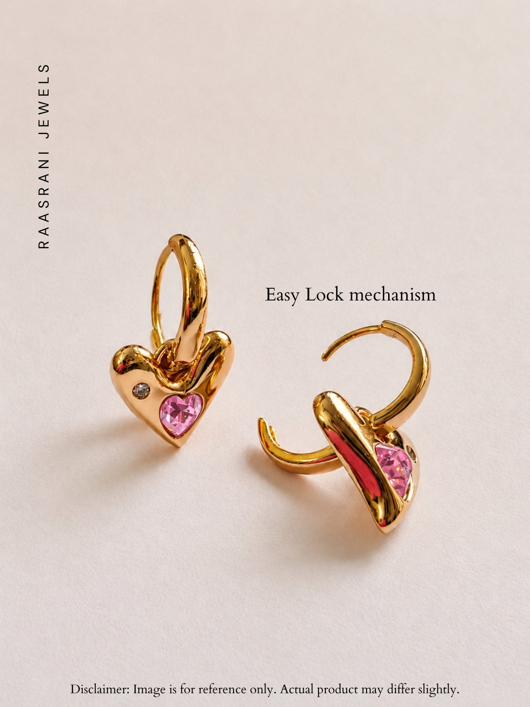 Rosé Heart Charm Hoop Earrings, 18K Rose Gold-Plated