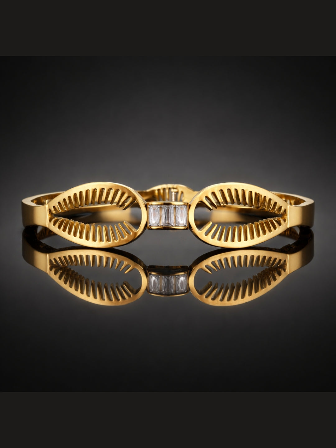 18K Gold Plated CZ Thorn Cuff Bracelet | Anti Tarnish