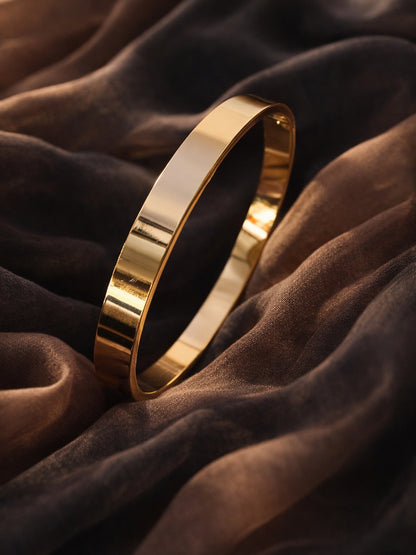 18K Gold Plated Plain Kada for Men | Stainless Steel Bracelet