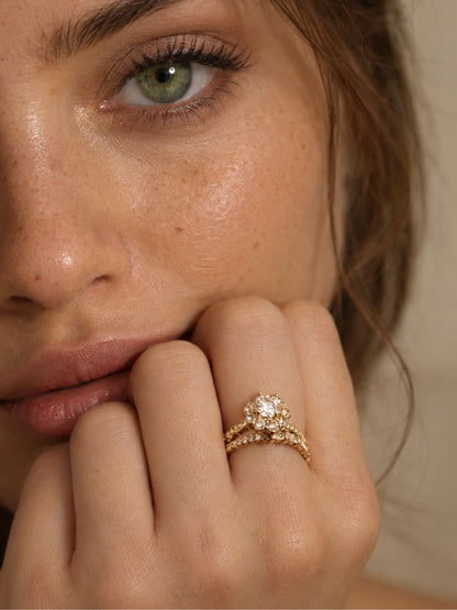 18K Rose Gold Plated Solitaire CZ Statement Ring, Anti Tarnish