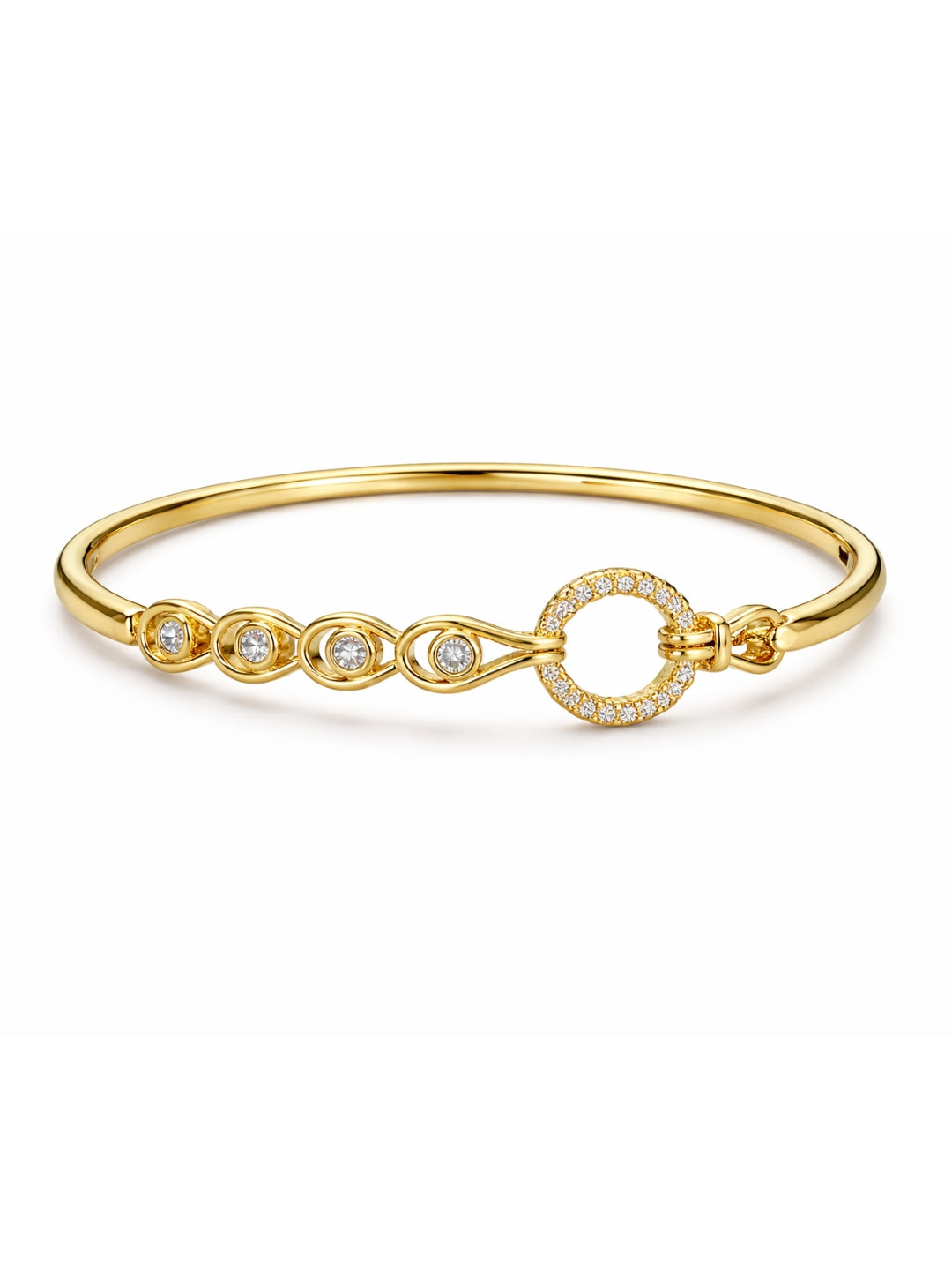 Circular CZ Studded Gold Bracelet | Anti-Tarnish Everyday Bangle