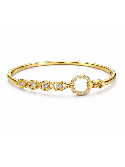 Circular CZ Studded Gold Bracelet | Anti-Tarnish Everyday Bangle