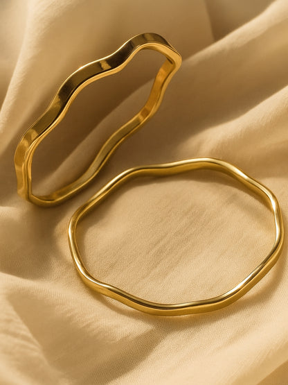 18K Gold Plated Wave Bangles – Anti-Tarnish, Skin Friendly, Water Resistant