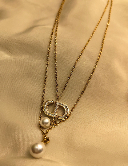 CD Multilayer Pearl Drop Chain