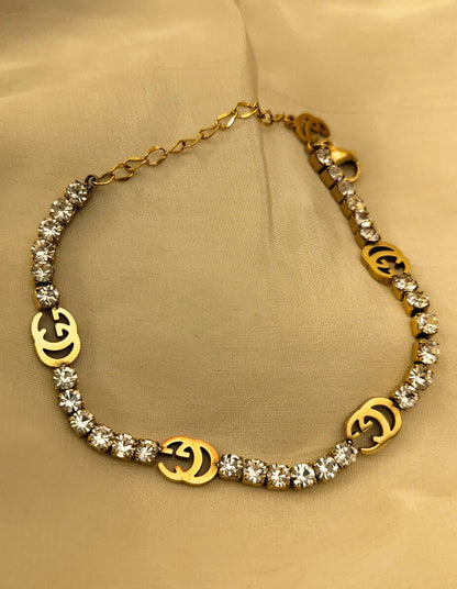 Brand inspired Fully Studded Chain Bracelet