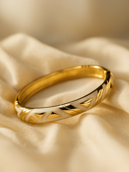 White Designer Enamel Bracelet – 18k Gold Plated, Anti-Tarnish