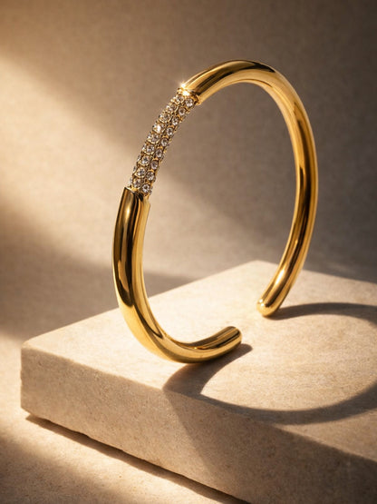 Exclusive Rhinestone Premium Gold Cuff Bracelet for Women