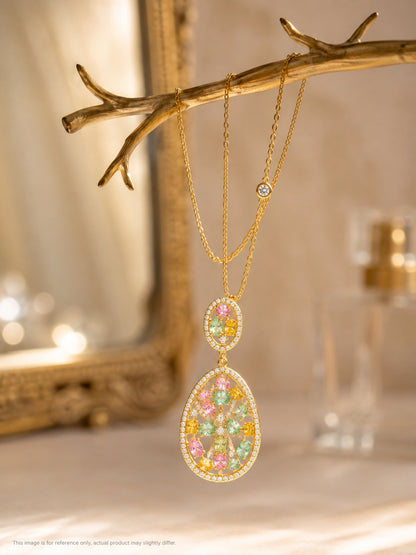 Traforo Multicolor Openwork Teardrop Necklace & Earring Set