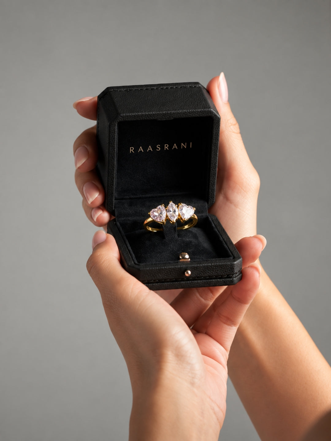 Heart & Marquise Solitaire Ring - 18kt Gold Plating