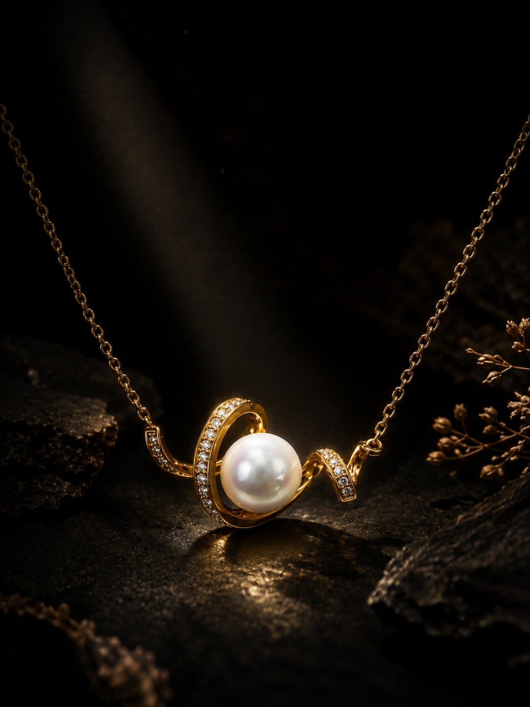Love Pearl Necklace & Earring Set, 18K Gold Plated