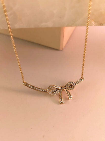 Rosé Bow Pendant Necklace | Everyday Luxe Charm
