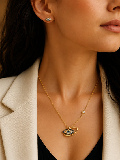 Talismano Evil Eye Necklace & Earring Set, 18K Gold-Plated