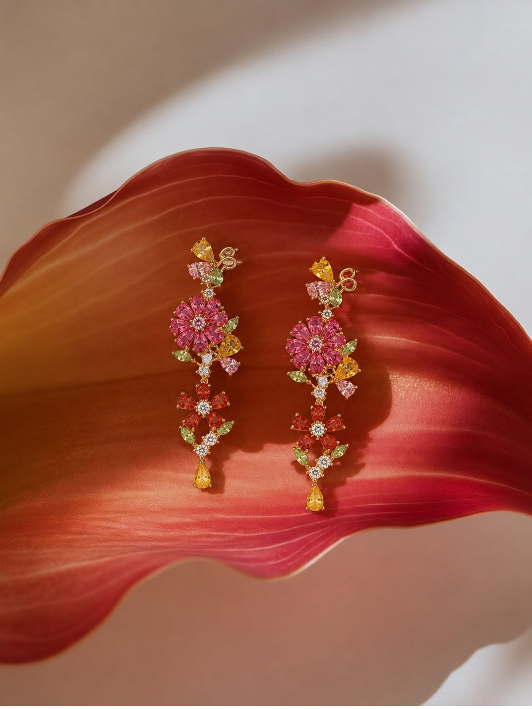 Fioritura Floral Cascade Necklace & Earring Set, 18K Gold-Plated