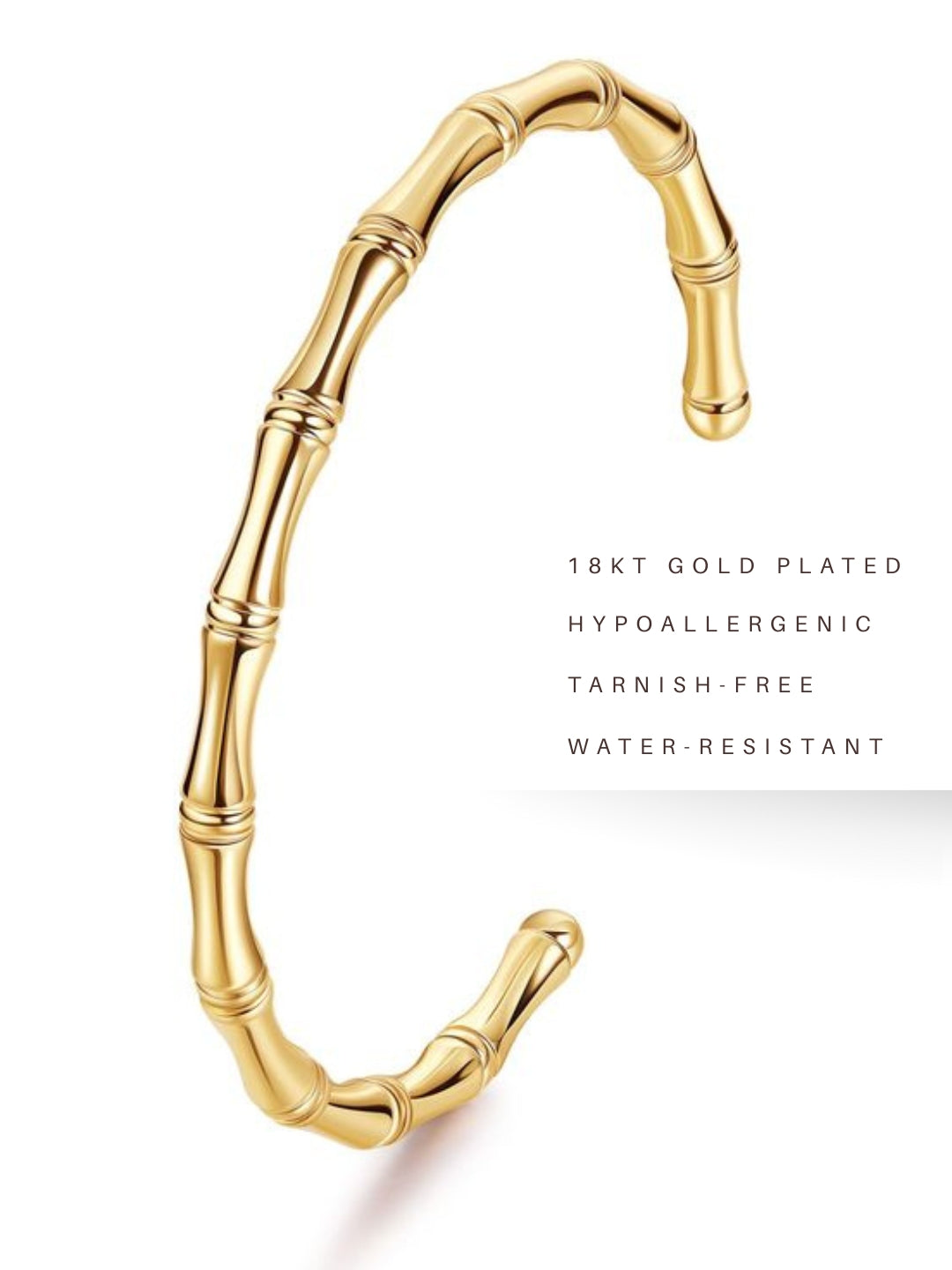 Bamboo Open Cuff Bracelet – 18K Gold Plated | Anti-Tarnish Daily Wear