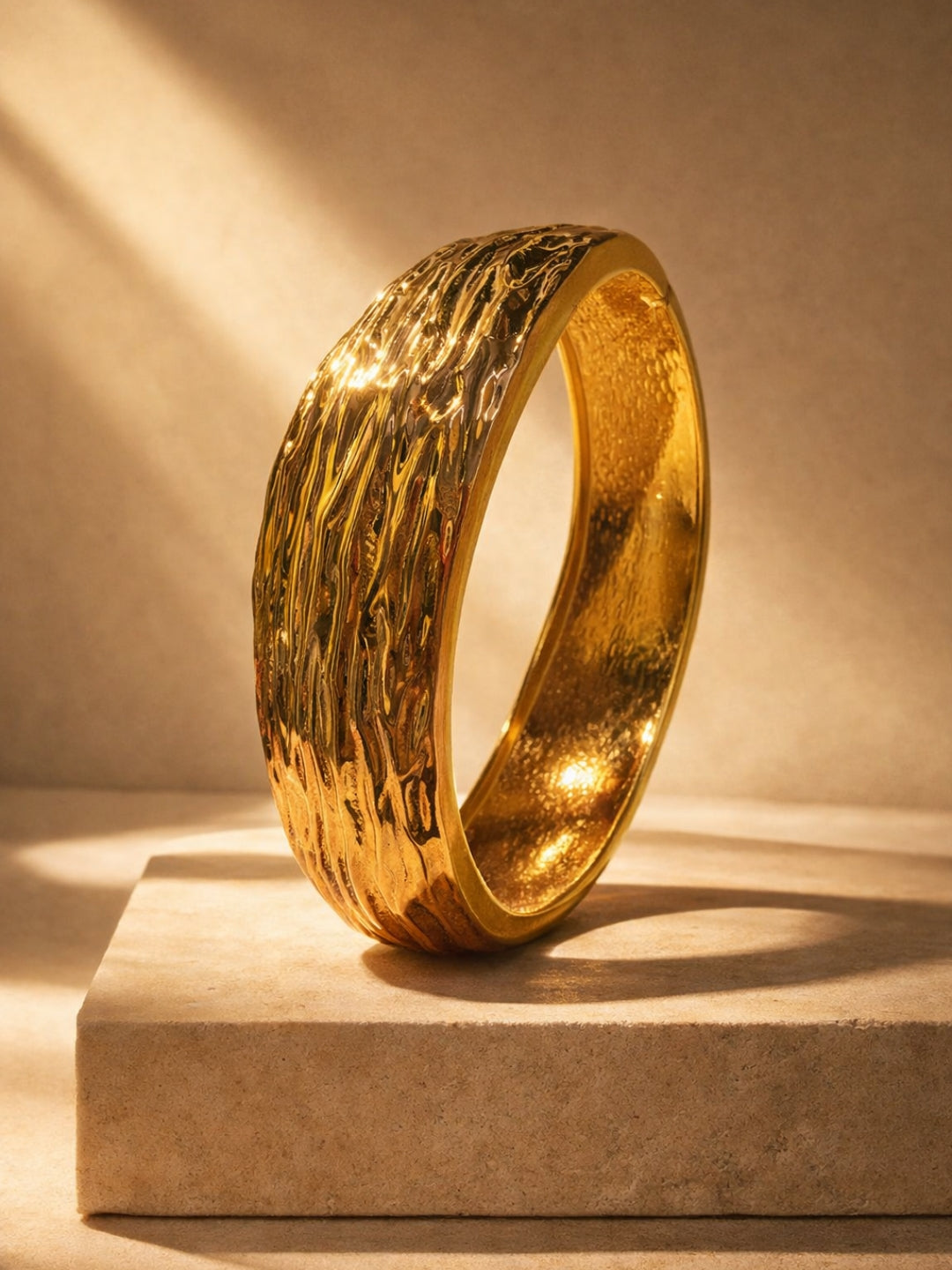 Textured Curvy Gold Cuff Bracelet | Anti-Tarnish Stainless Steel