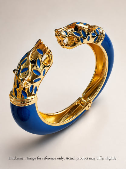 Vittoria Panther Kada Bangle, 18K Gold-Plated - Blue