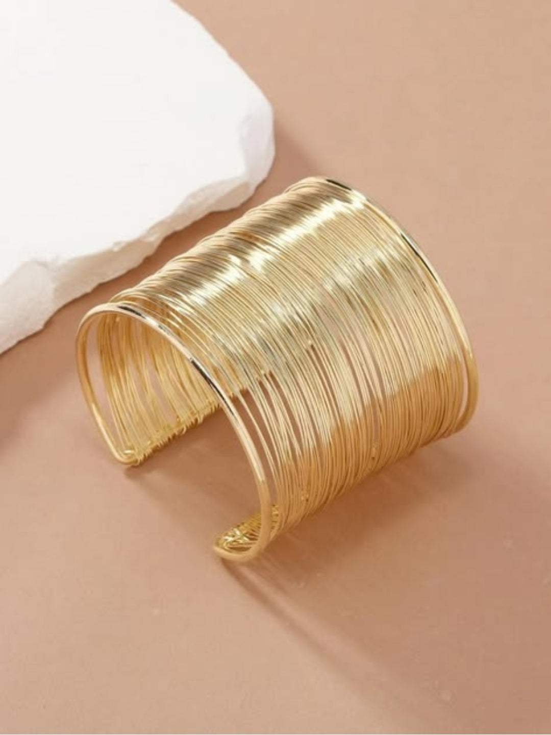 Gold Wired Stack Cuff Bracelet – 18K Gold Plated Stainless Steel