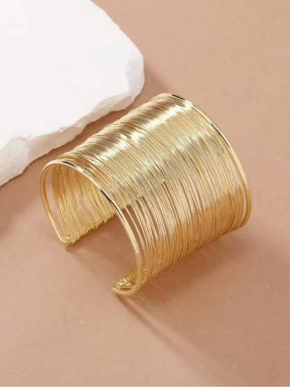 Gold Wired Stack Cuff Bracelet – 18K Gold Plated Stainless Steel