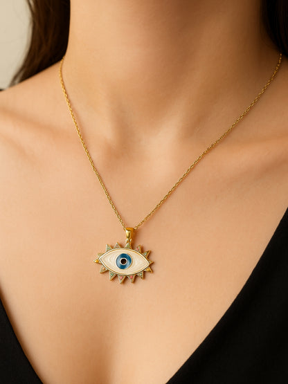 Big MOP Evil Eye Necklace – 18K Gold Plated, Anti-Tarnish & Waterproof
