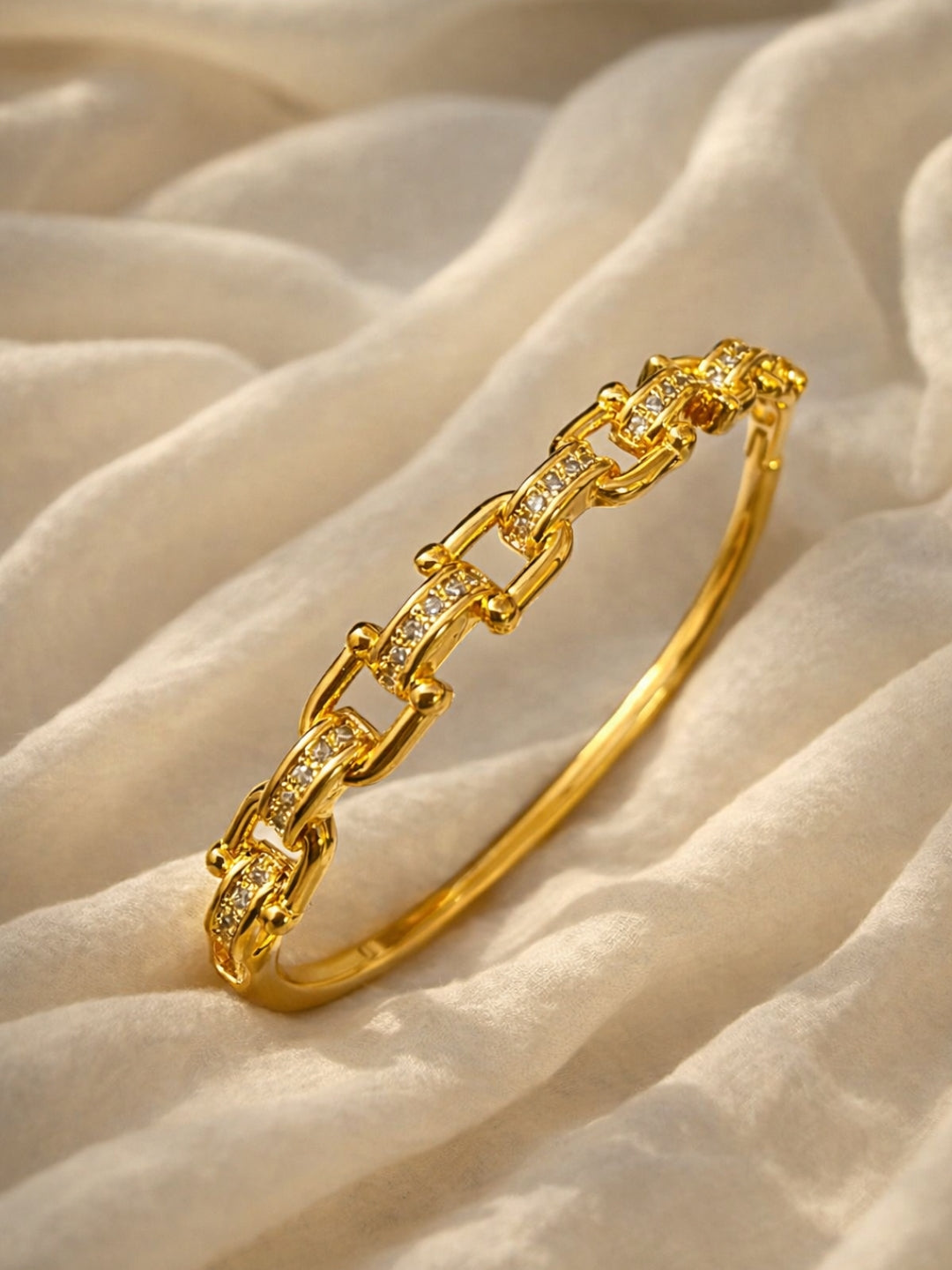 Gold Chain Link CZ Studded Bracelet | Anti-Tarnish Everyday Jewelry