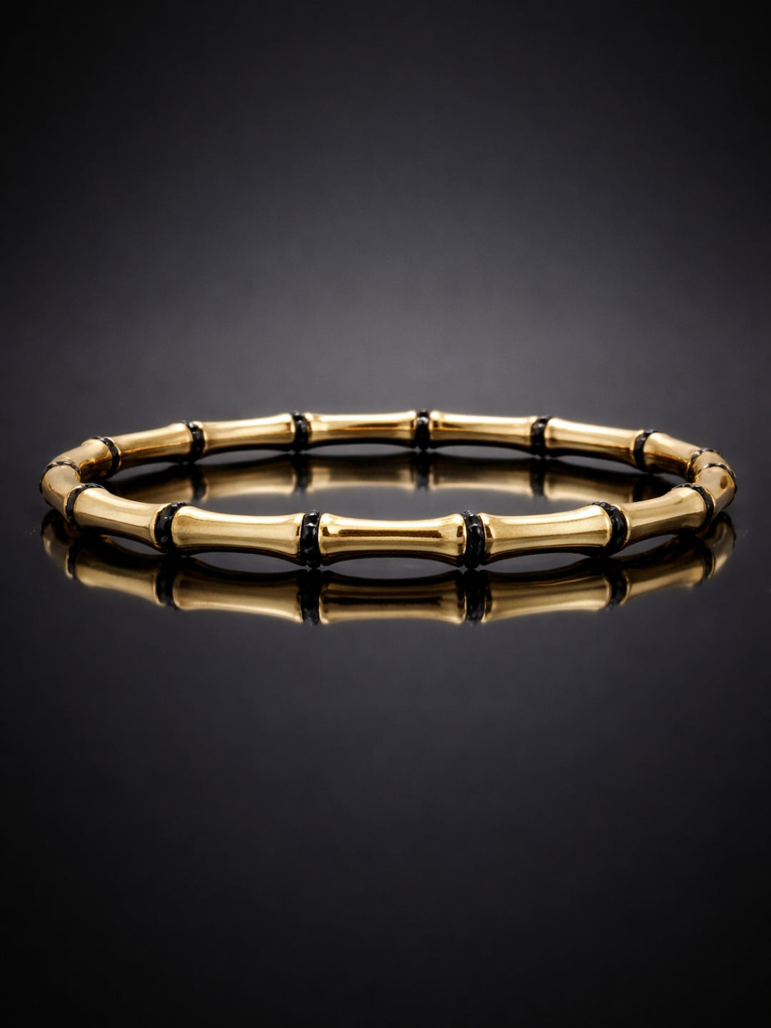 Gold Bamboo Striped Cuff Bracelet | Anti-Tarnish Stainless Steel