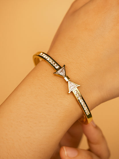 18K Gold Plated Bow Studded Bracelet for Women – Stainless Steel | Anti-Tarnish | Cubic Zirconia Stones