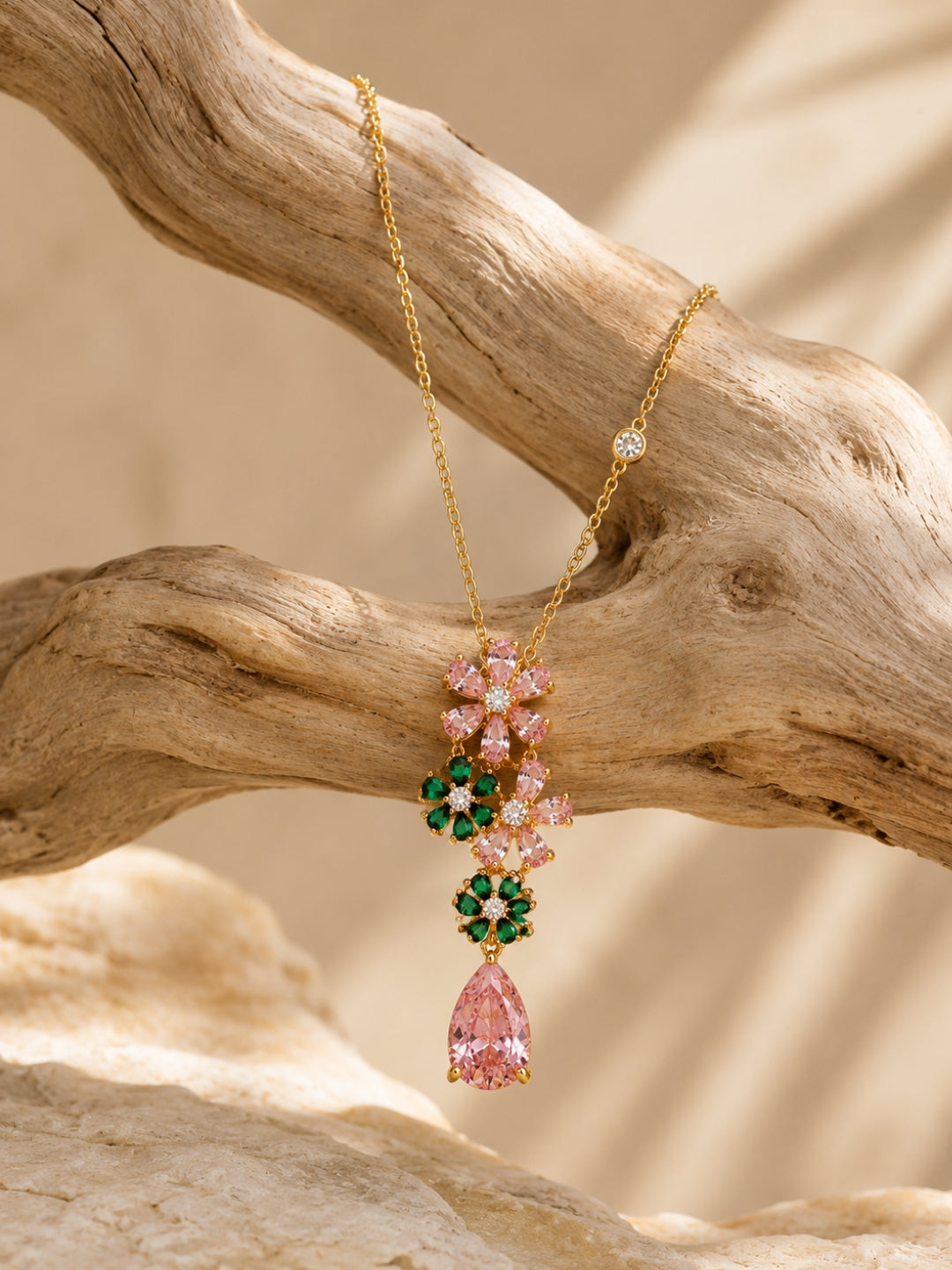 Roseto Floral Cluster Necklace & Earring Set, 18K Gold-Plated