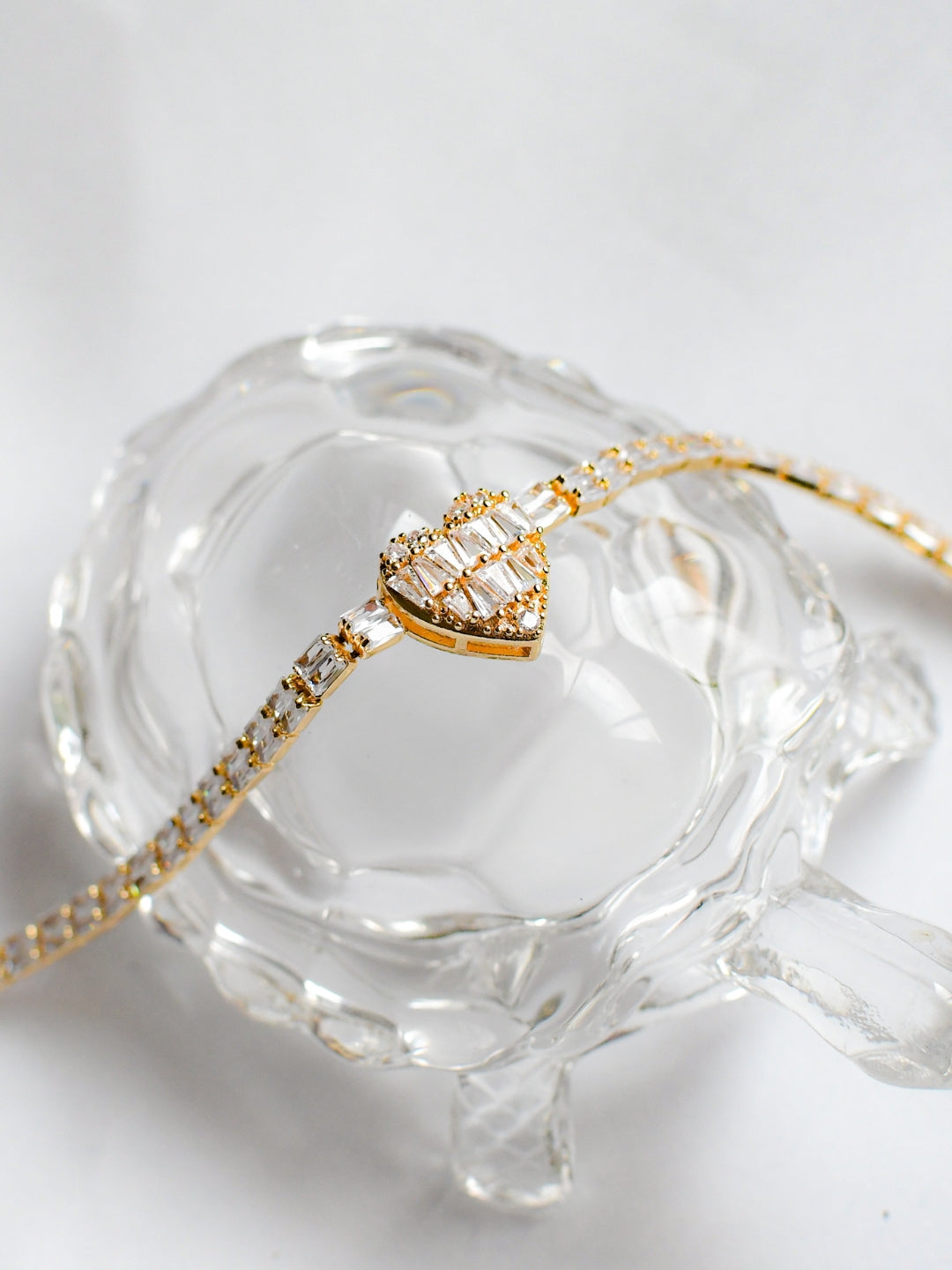 Heart Moissanite Tennis Bracelet – 18KT Gold Plated