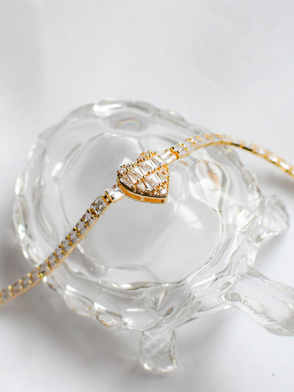 Heart Moissanite Tennis Bracelet – 18KT Gold Plated