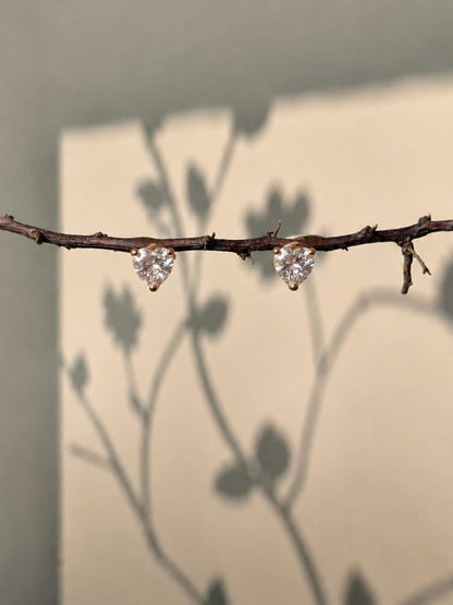 Heart-Cut Solitaire Stud Earrings |