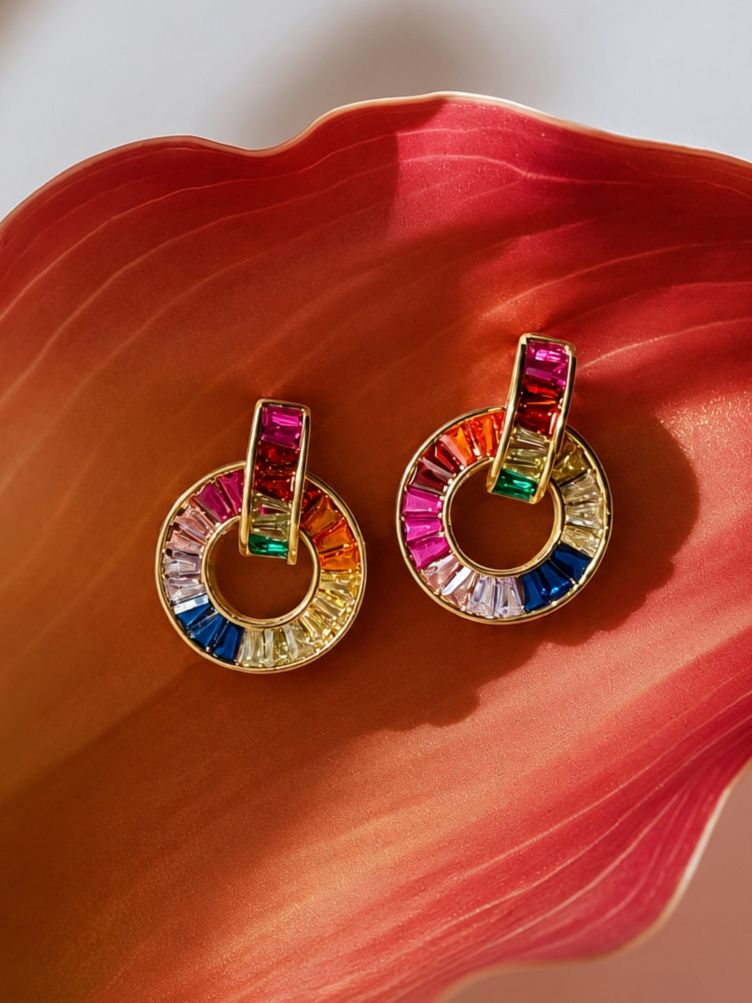 Caleidoscopio Rainbow Interlocking Necklace & Earring Set, 18K Gold-Plated