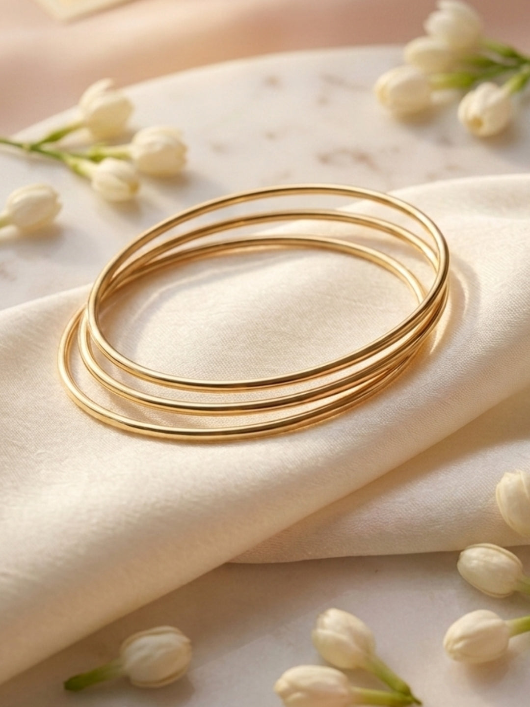 Slim Gold Stackable Bangles Set of 3 – Anti Tarnish Everyday Wear