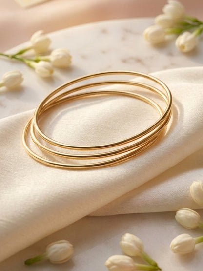 Slim Gold Stackable Bangles Set of 3 – Anti Tarnish Everyday Wear