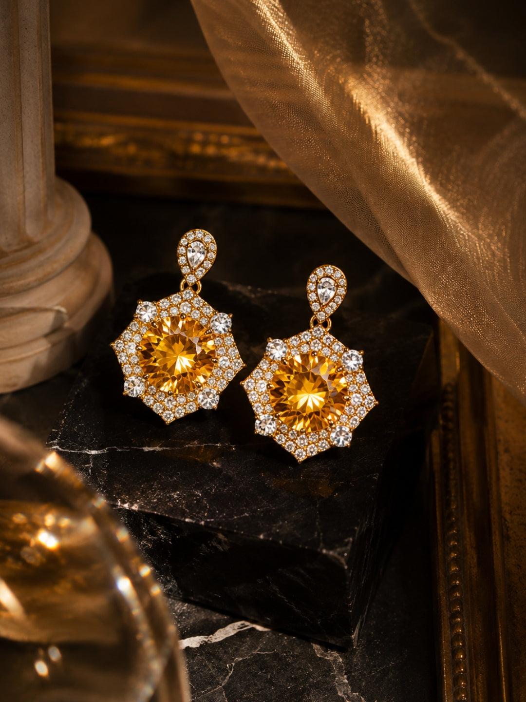 Splendore Golden Halo Necklace & Earring Set, 18K Gold-Plated