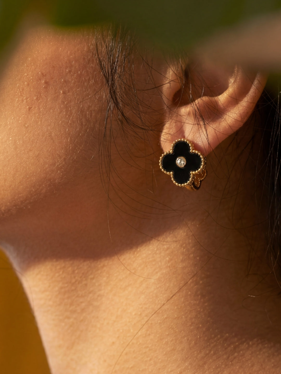 Clover Gold Hoops with CZ & MOP – 18K Plated