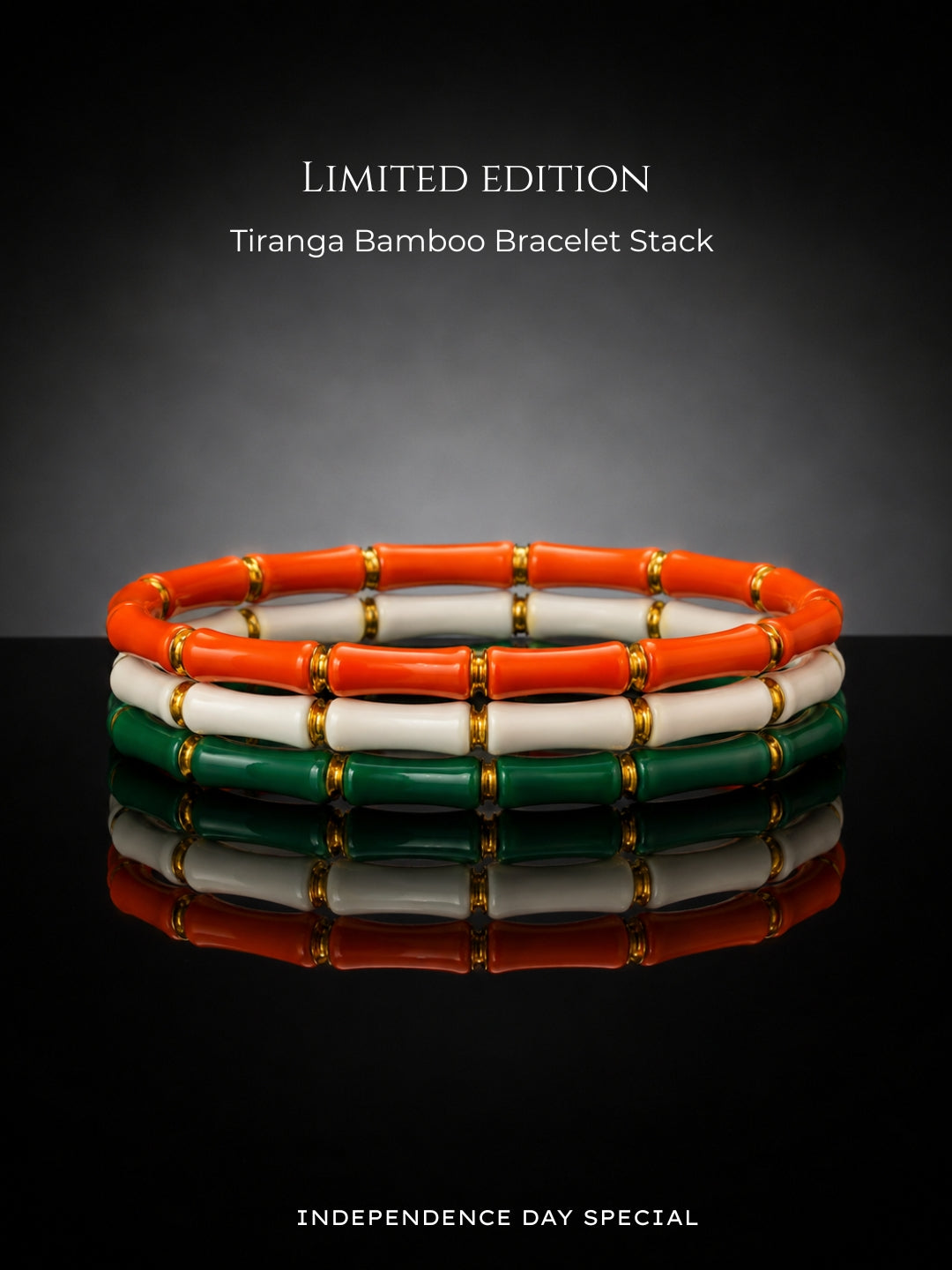 Tiranga Bamboo Bracelet Stack – Set of 3