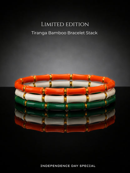 Tiranga Bamboo Bracelet Stack – Set of 3