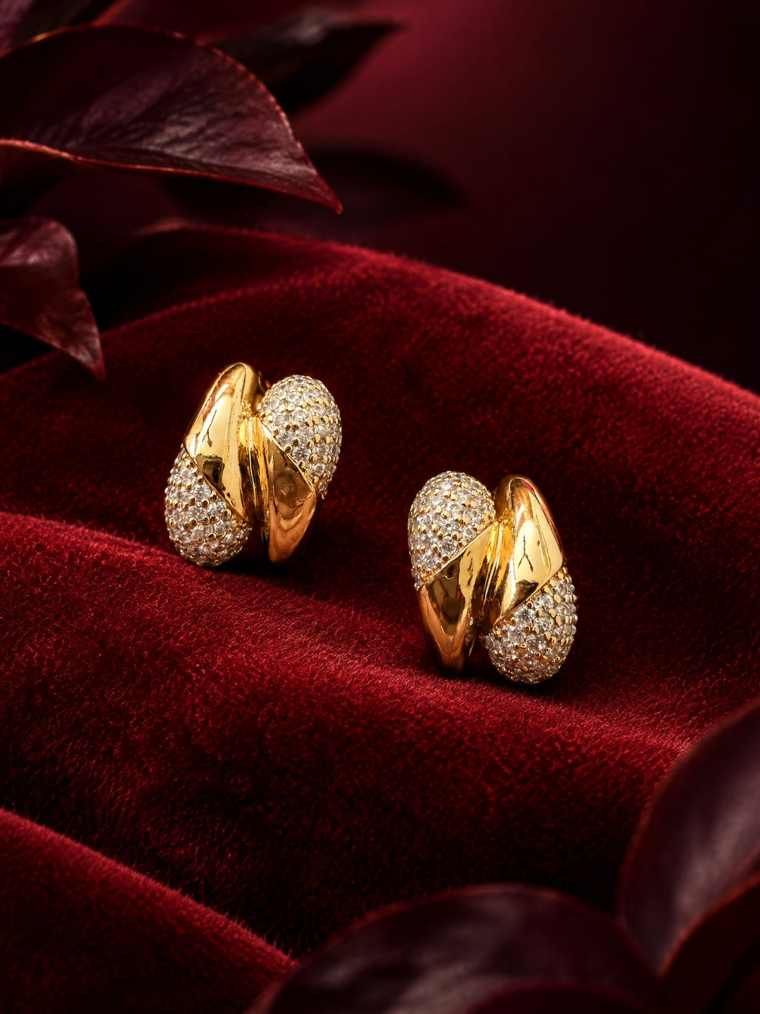 18K Gold CZ Dual Bubble Hoops, Anti-Tarnish Everyday Earrings