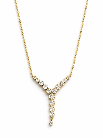 18K Gold Plated CZ Y Drop Necklace – Anti Tarnish Everyday Chain