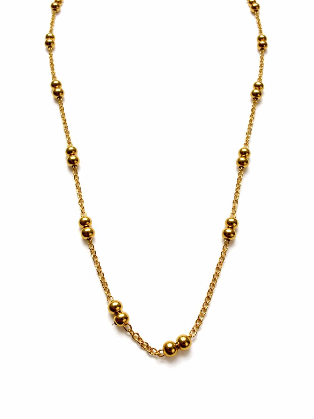 Slim Double Beaded Gold Neck Chain – Anti Tarnish, 18K Gold Plated