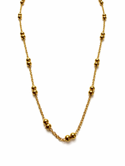Slim Double Beaded Gold Neck Chain – Anti Tarnish, 18K Gold Plated