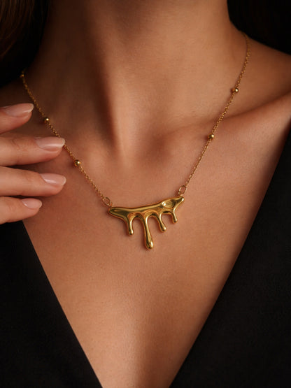 Melted Pendant Chain – 18K Gold Plated Minimal Neckpiece