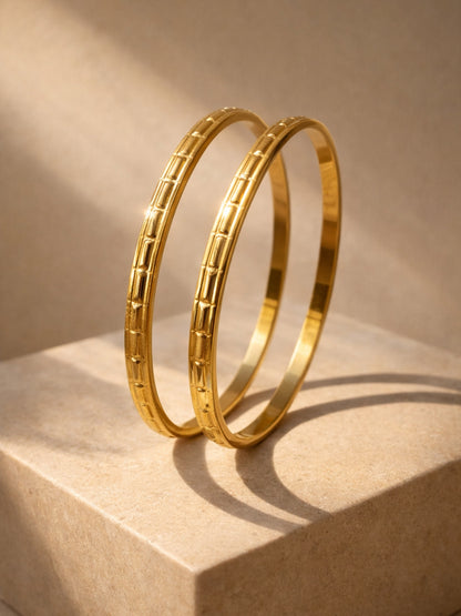 Chakuta Line Gold Bangle – 18K Plated Stackable Daily Wear