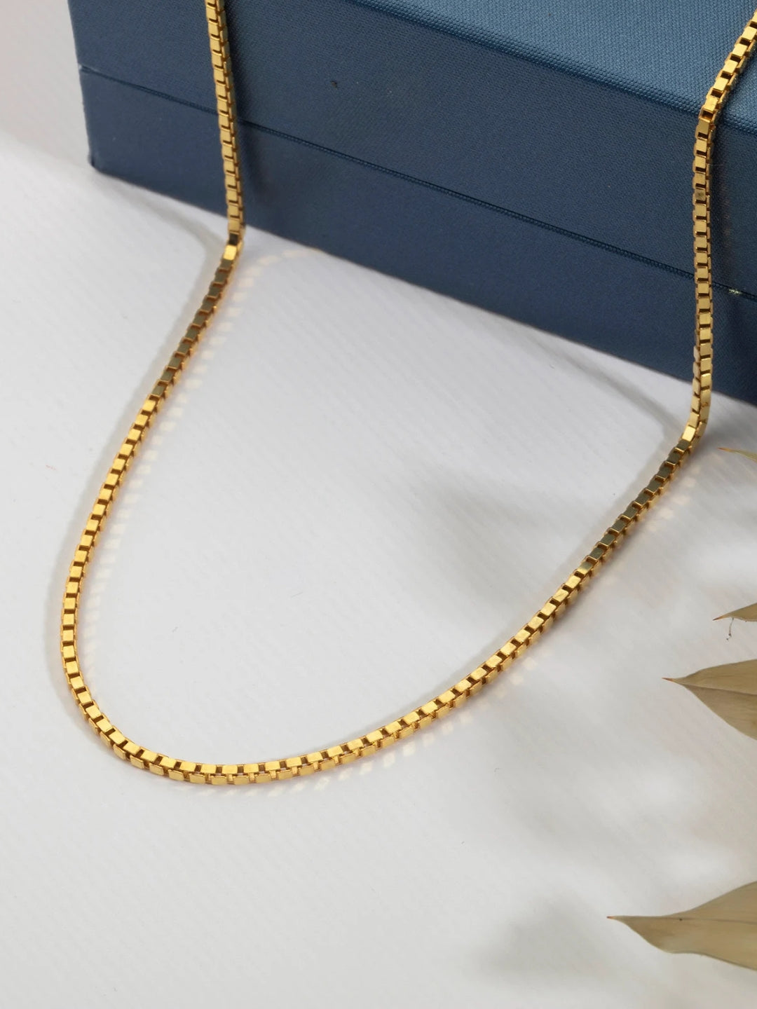 Slim 18K Gold Box Chain – Anti-Tarnish Everyday Necklace