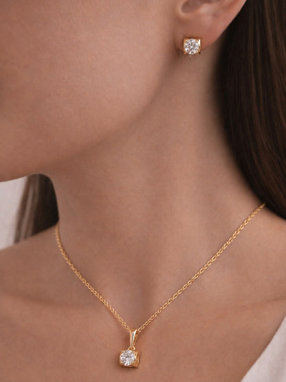 Rose Gold Solitaire Pendant Set with CZ | Anti Tarnish Jewelry